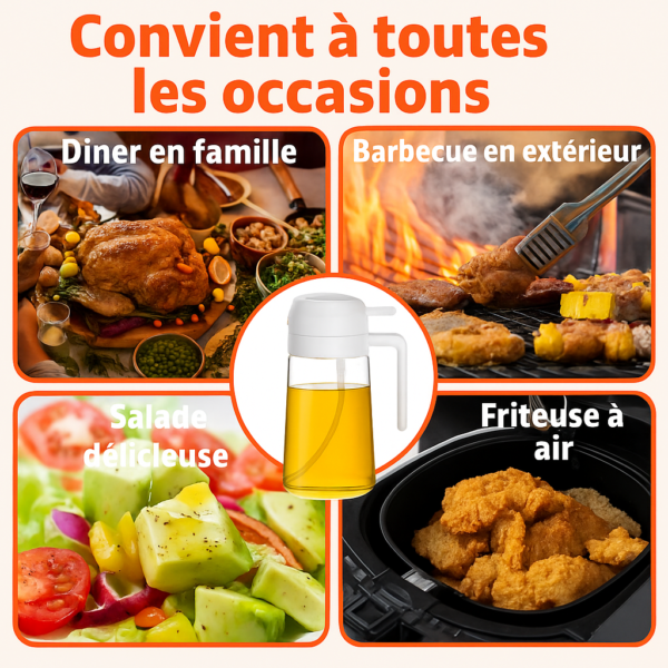 Pulvérisateur d’huile 2-en-1 – Versez ou vaporisez avec précision !